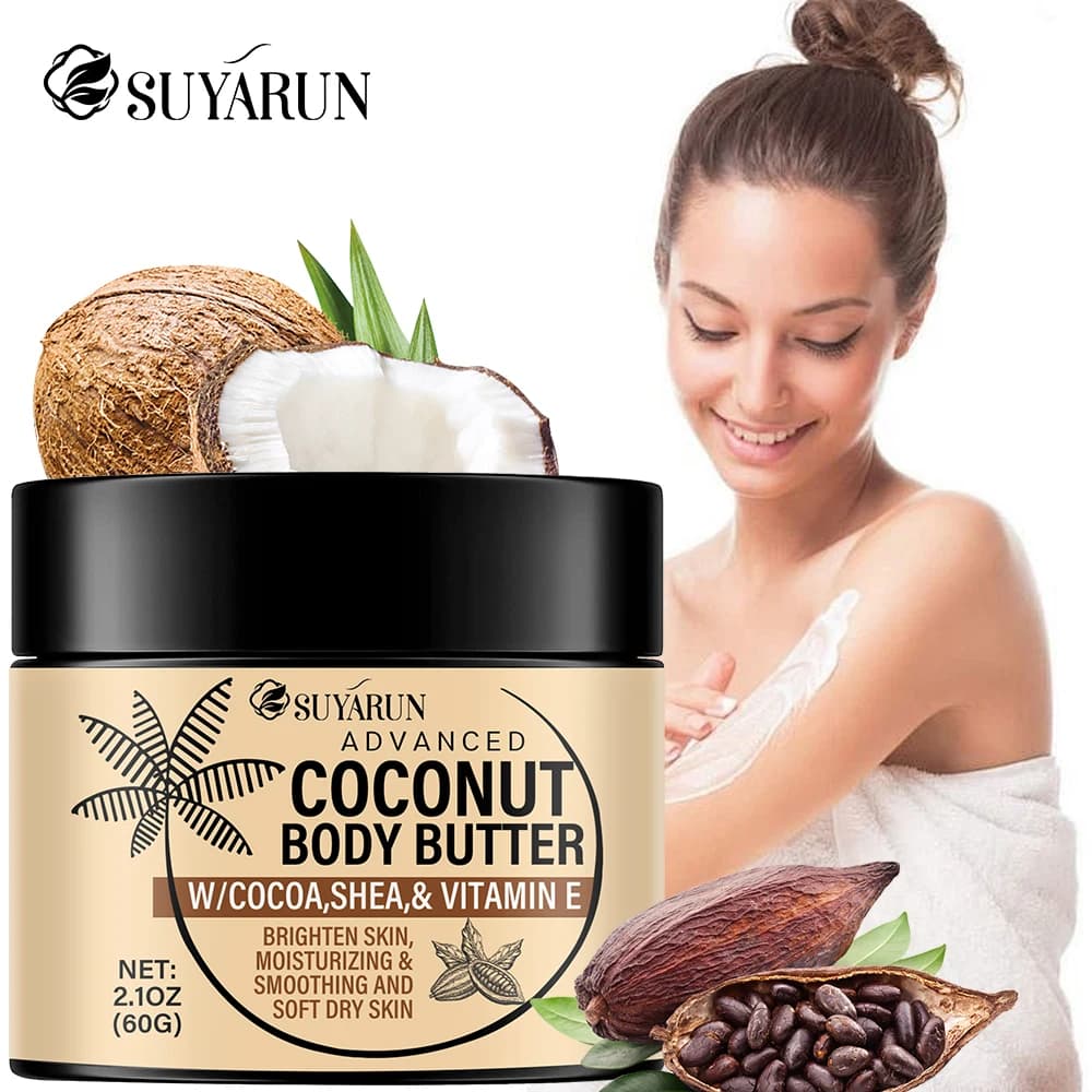 Crème hydratante intense SUYARUN pour peaux sèches, hydratation biologique à l'huile de coco, absorption rapide, nourrissante 24 heures.