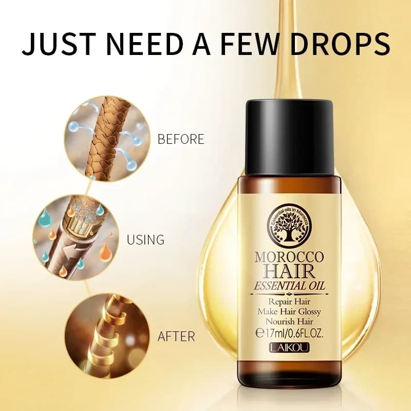 Huile essentielle d'argan pure marocaine pour les types de cheveux secs, produits de soin multifonctions pour femmes