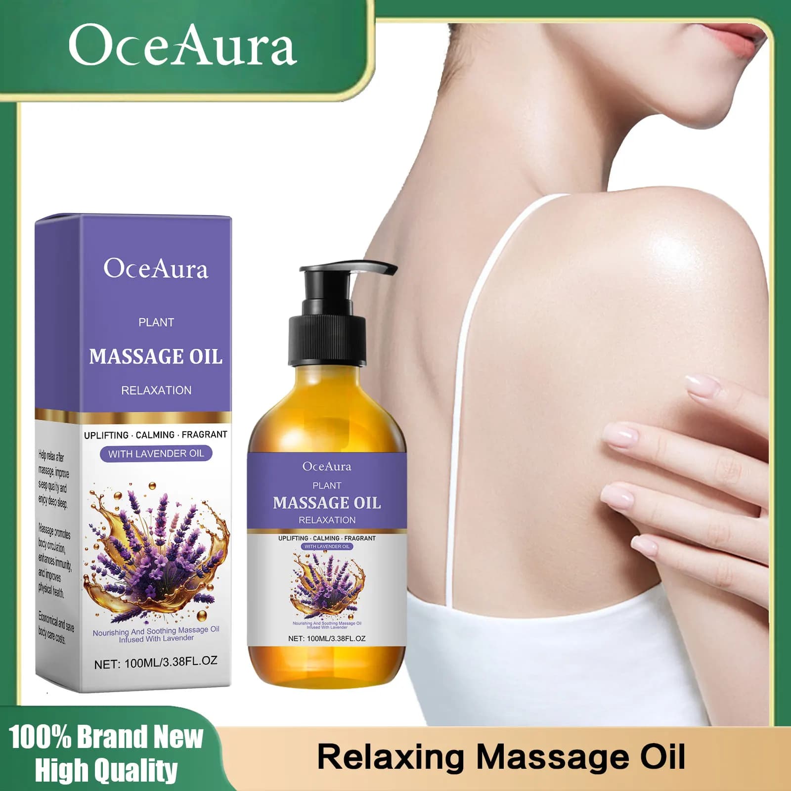 Huile de Massage relaxante à la lavande, hydratante pour le corps, lissante, douce, soulagement du Stress, douleurs musculaires, aide au sommeil, huile parfumée Gua Sha