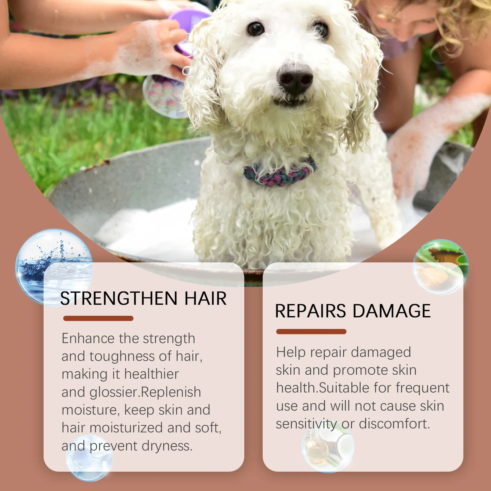 Shampoing Anti-démangeaisons avec huile de noix de coco pour chiens, prévient la sécheresse, soulage les démangeaisons, nettoyage en profondeur des poils de chien, shampoing de lavage des animaux de c