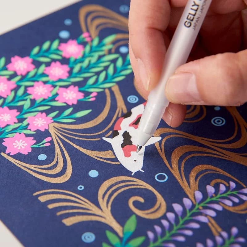 Stylos gel en rouleau Gelly, marqueur à surbrillance blanche pour la journalisation, le dessin d'art, l'encre blanche classique, la pointe assortie, le gras fin et moyen, 3 pièces