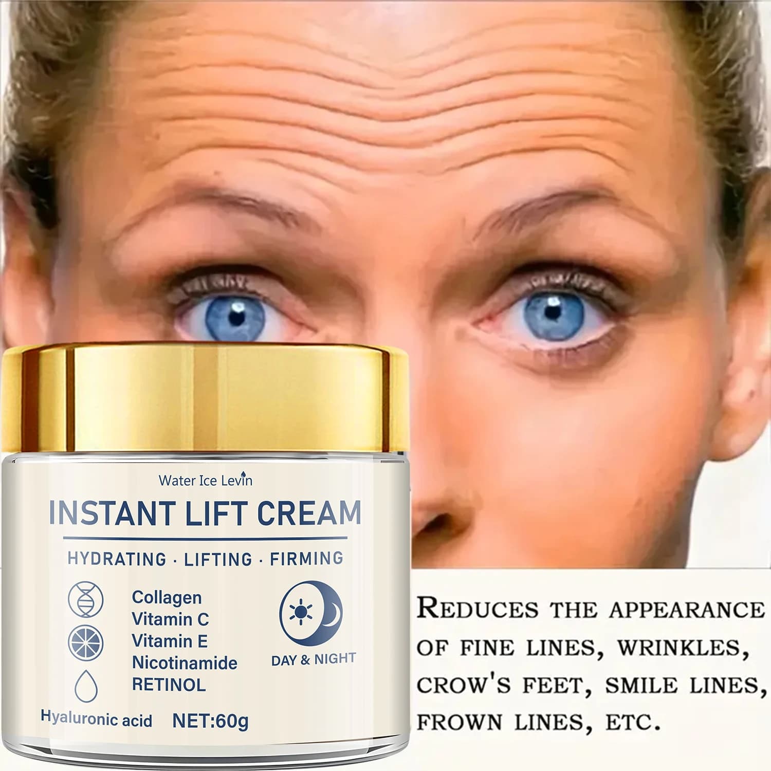 Crème raffermissante et liftante pour le visage - Riche en acide hyaluronique et en rétinol, resserre et lifte la peau, hydrate la peau, convient à tous les types de peau, produit de soin quotidien