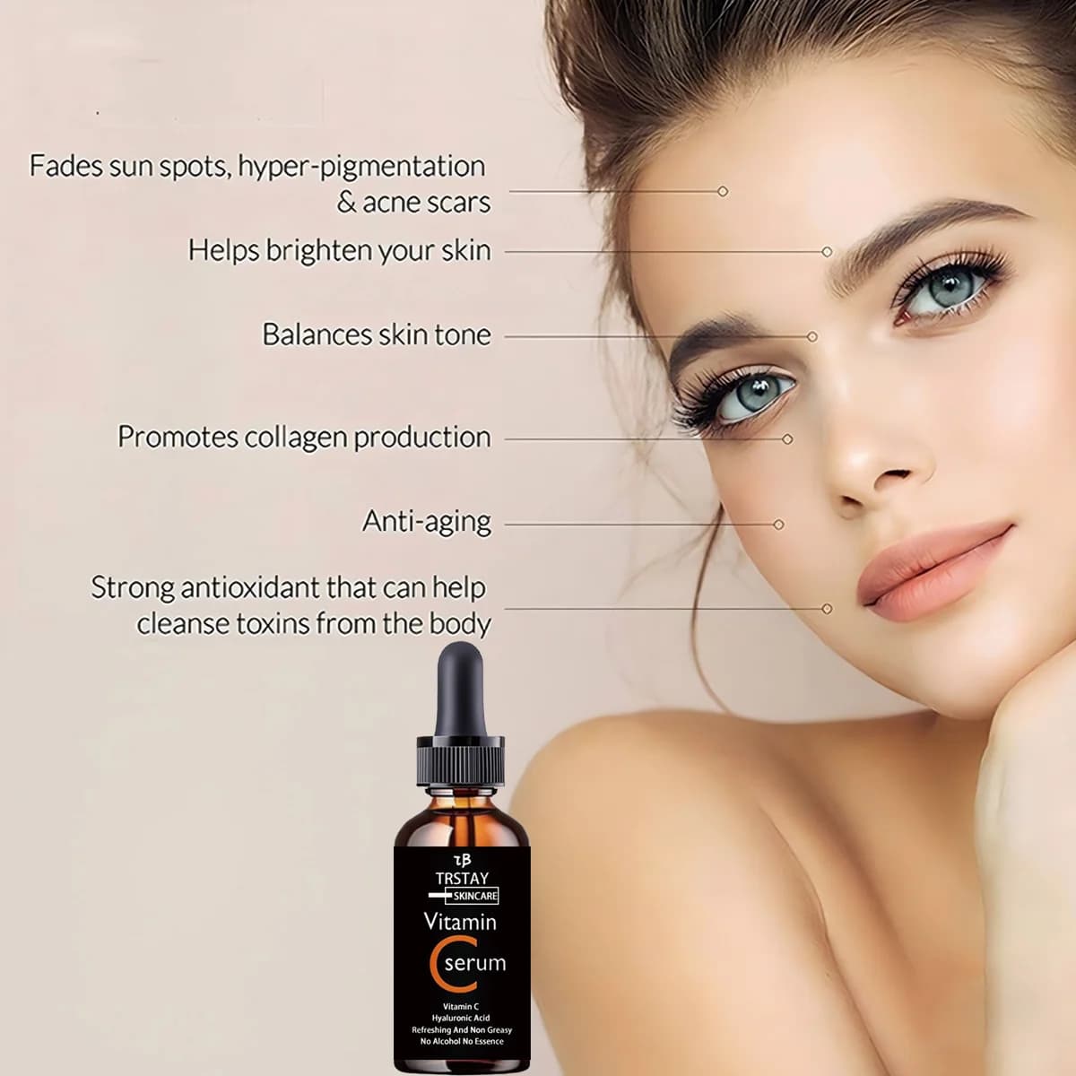 Essence de vitamine C anti-oxydation éclaircissante pour la peau huile essentielle VC acide hyaluronique essence faciale locale
