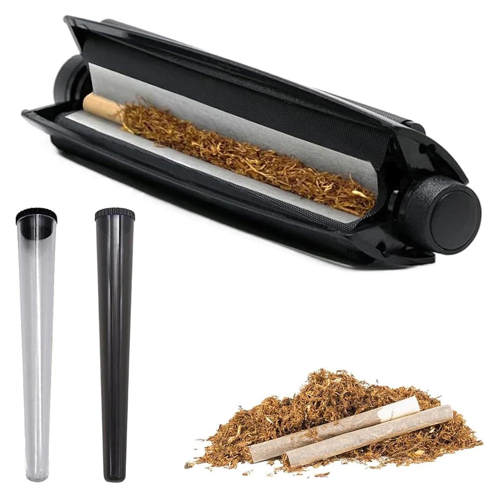 Machine à rouler, filtre à rouleau de cône d'herbes de tabac noir avec Tubes de stockage de cônes, accessoire pour fumer