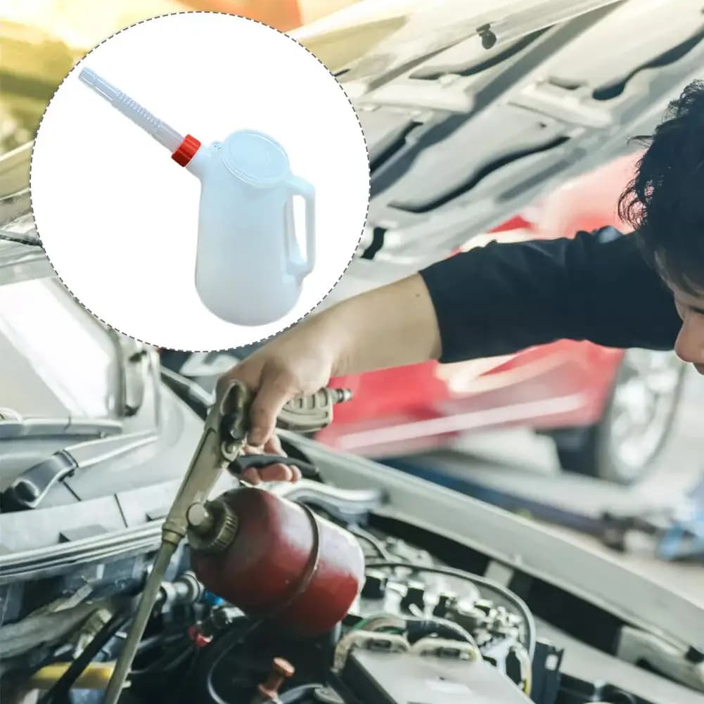 Pot à huile gradué 1 pièce, 1,2/2/3/4/5 litres, avec bec verseur, récipient à huile en plastique pour voiture et moto