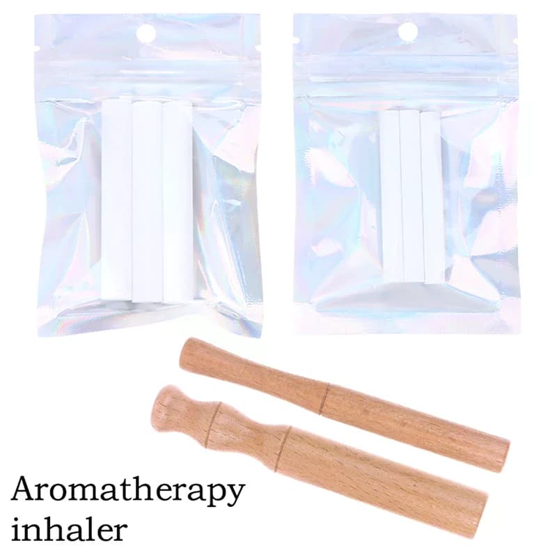 Inhalateur d'aromathérapie pour huiles essentielles, bâton d'inhalateur pour arrêter de fumer, diffuseur personnel en bois pour huiles essentielles avec tiges de fibres