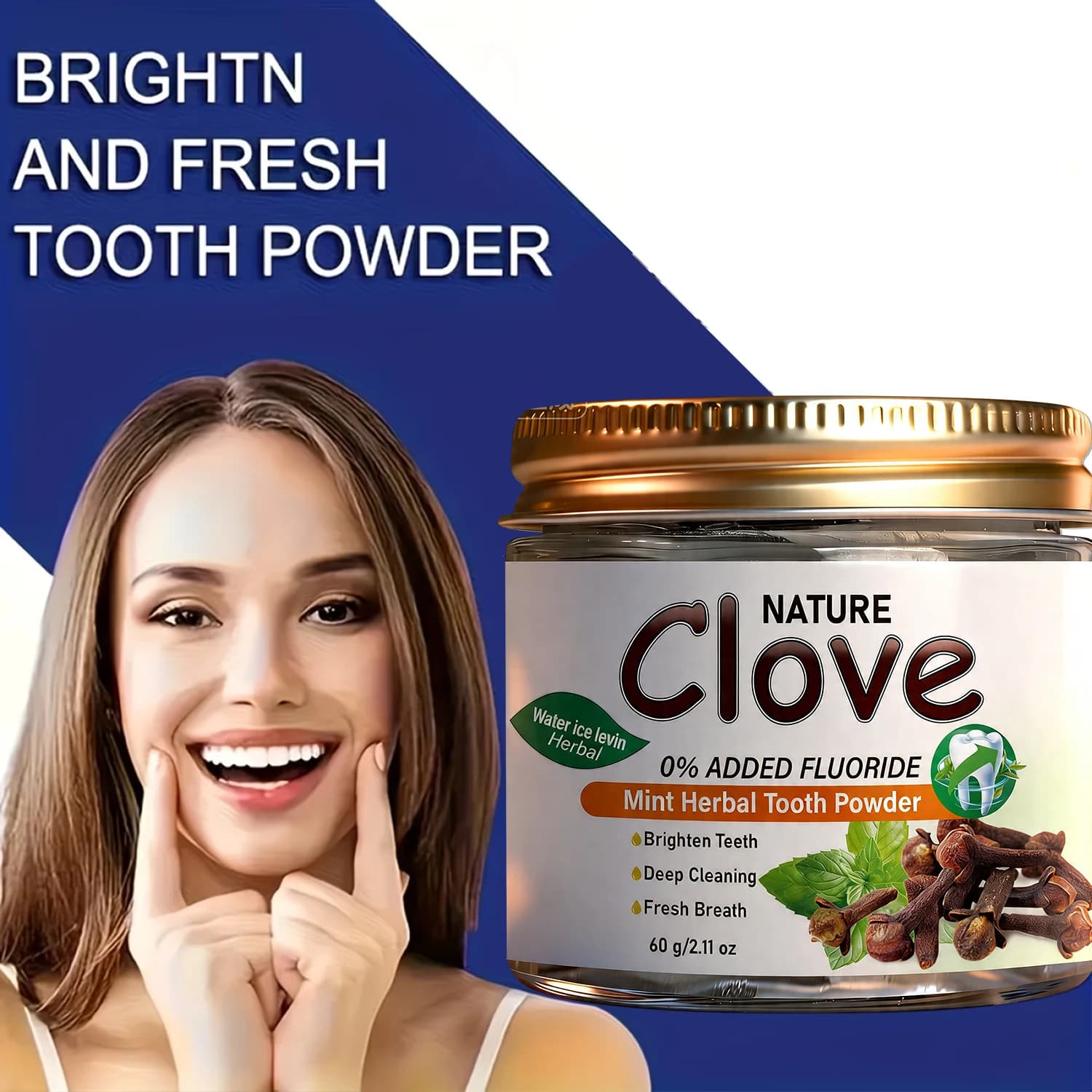 Poudre dentifrice naturelle à la menthe et au clou de girofle - Sans fluor