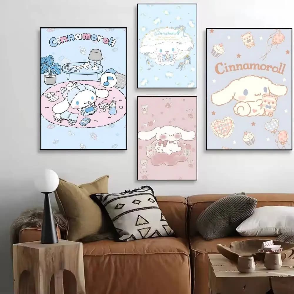 Affiches autocollantes de dessins animés mignons CinnamorollS, décorations murales de haute qualité, impressions colorées