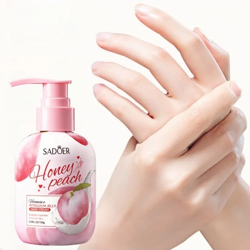 Crème pour les mains à la pêche 150g, riche en glycérine, extrait d'essence de pêche et tocophérol, avec une texture hydratante non grasse, capable de nourrir les peaux sèches, utilisable pour les soi
