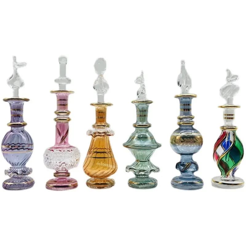 Bouteille en verre égyptien, bouteille d'essence, bouteille d'huile essentielle, décoration de la maison purement soufflée à la main, parfum égyptien au sable 7cm