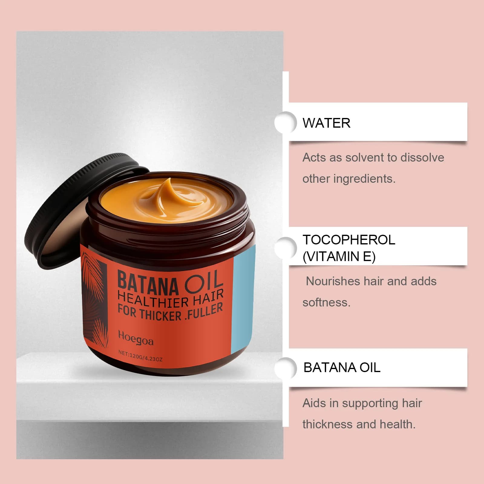 Huile réparatrice pour cheveux Batana - Huile nourrissante pour le traitement des cheveux avec huile d'allantoïne, anti-frisottis, brillance et douceur pour tous les types de cheveux