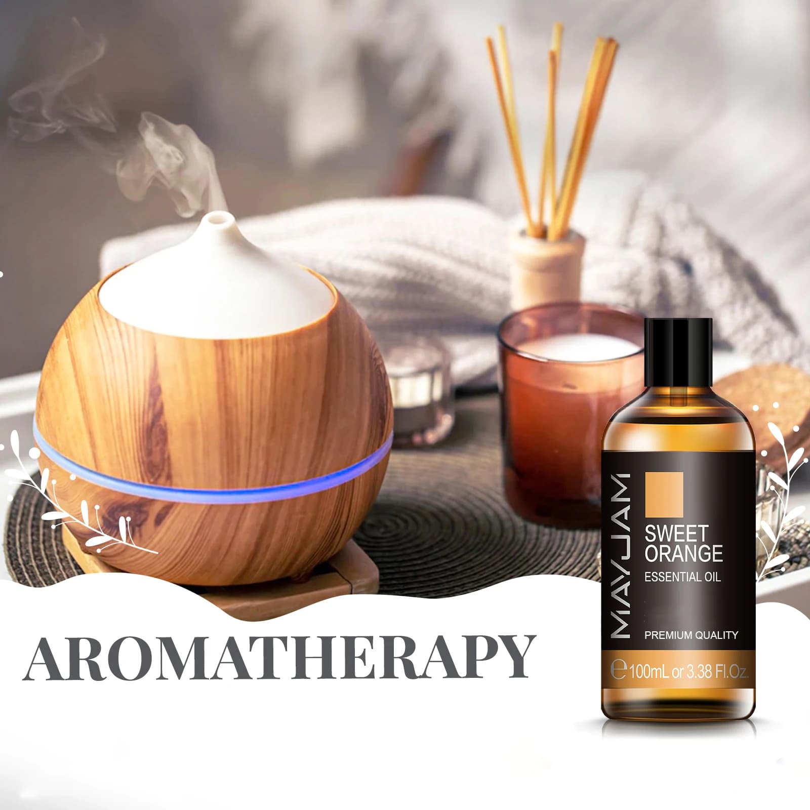 Diffuseur d'huile essentielle naturelle Pure en bois de santal