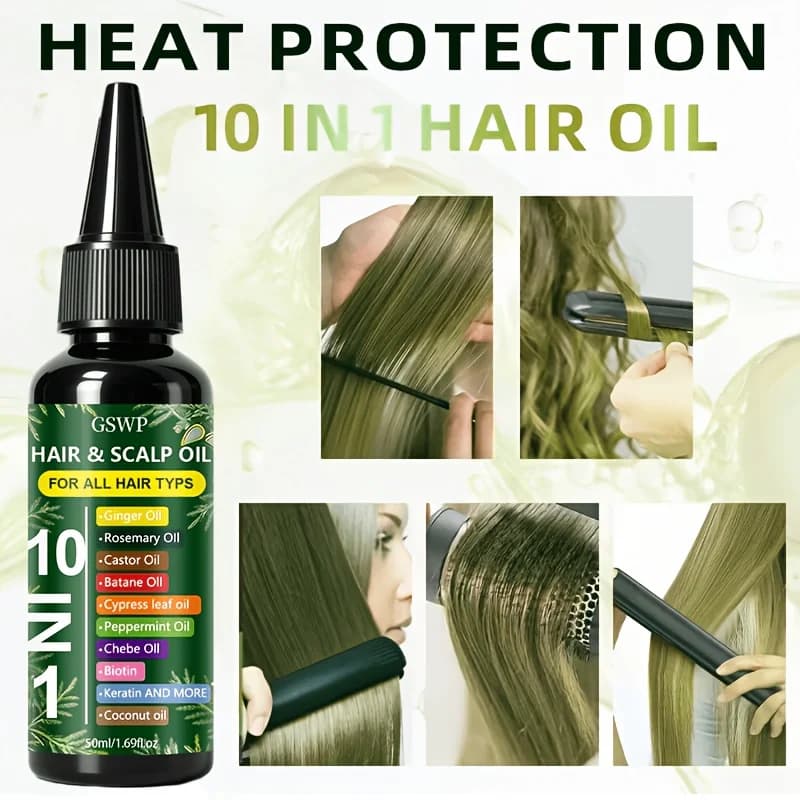 Huile capillaire hydratante 10-en-1 GSWP : Hydrate et nourrit pour prendre soin de vos cheveux. Laisse les cheveux lisses. 50/100ml