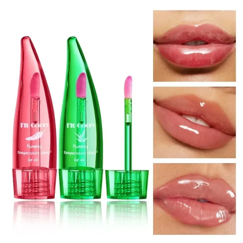 Brillant à lèvres à l'aloe Vera, huile repulpante au Chili, hydratant longue durée, couleur thermochromique, huile chaude et colorée pour les lèvres
