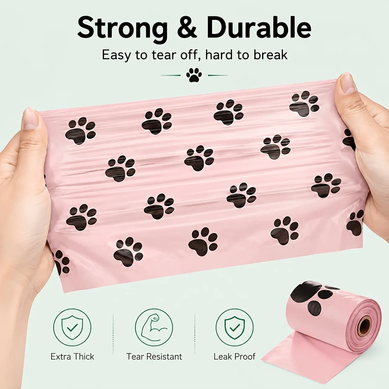pink20rolls Biodégradable, avec motif de patte - polyéthylène épais pour un nettoyage facile, une durabilité et une haute qualité, adapté