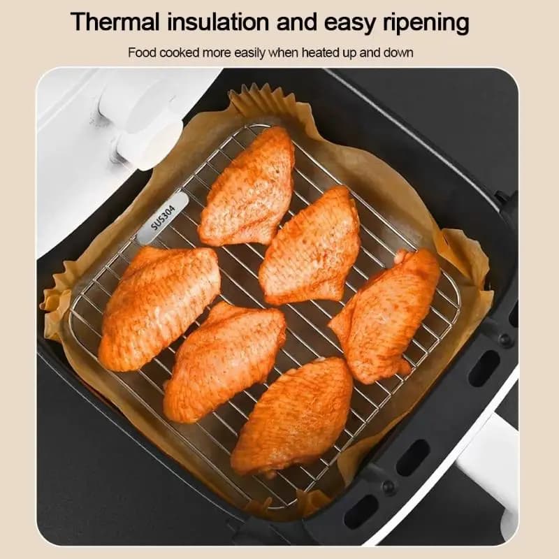 Grille de drainage d'huile pour friteuse à air en acier inoxydable 304, résistante à la chaleur, facile à nettoyer, accessoire de cuisine pour la cuisson, la grillade et la rôtisserie