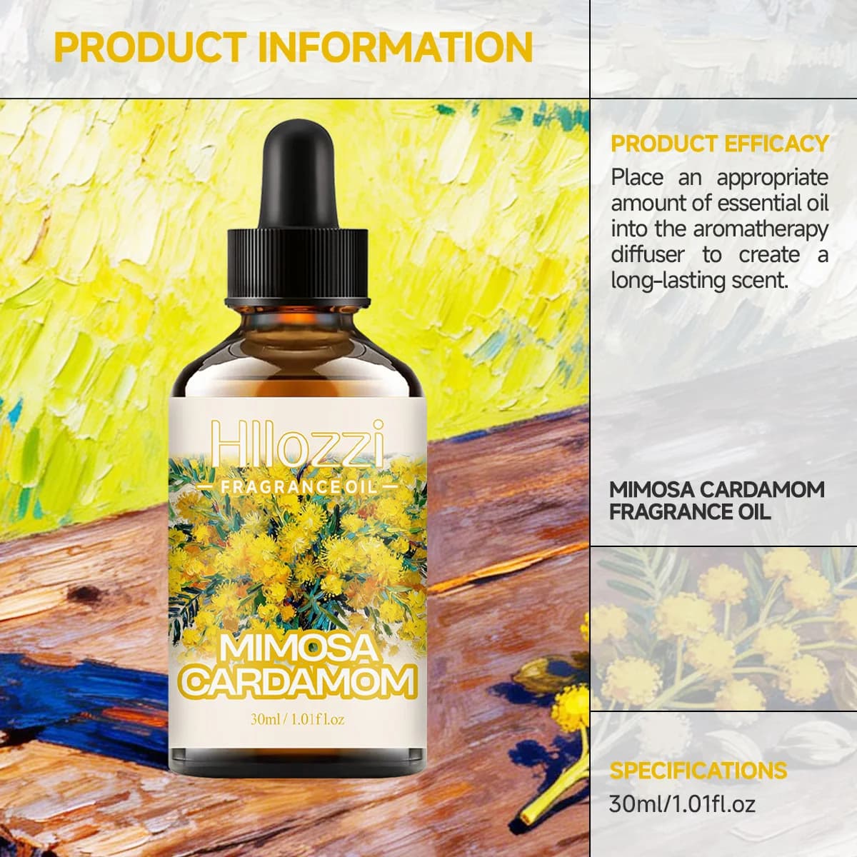 HUILE PARFUMÉE MIMOSA CARDAMOM Convient pour le bricolage et les diffuseurs