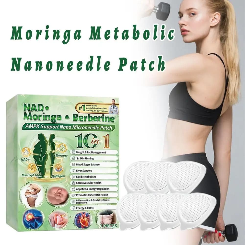 Patch Nano Microneedle 10-en-1 pour la Gestion du Poids et de la Graisse, Soin Corporel Amincissant Ventre Plat, Soutien NAD+ Moringa Berberine AMPK