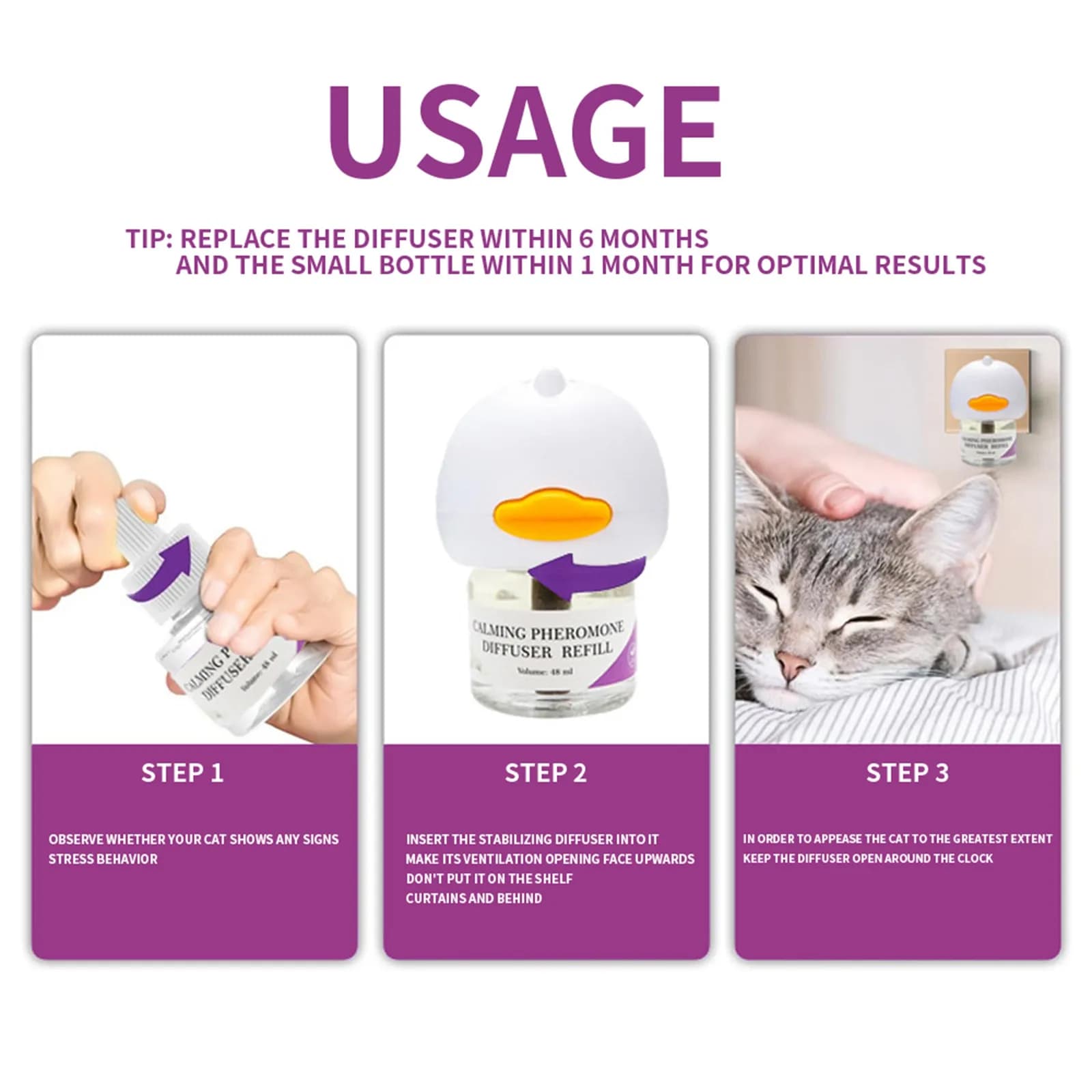 Diffuseur apaisant pour animaux de compagnie avec 2 liquides apaisants 3 en 1, phéromones pour animaux de compagnie, soulagement du stress, réduction de l'anxiété, réduction de l'agressivité, aboiemen