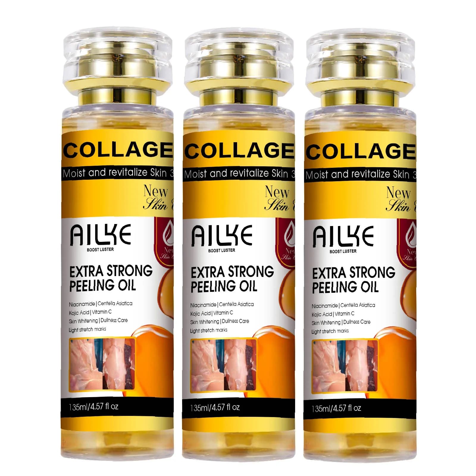 AILKE huile de gommage jaune au collagène pour tous les types de peau