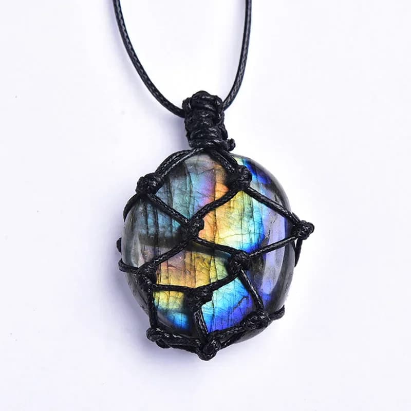 Pierre de lune en Labradorite naturelle, pierres de palmier polies, cristaux de guérison lumineux bleu brillant, décoration suspendue de Fortune