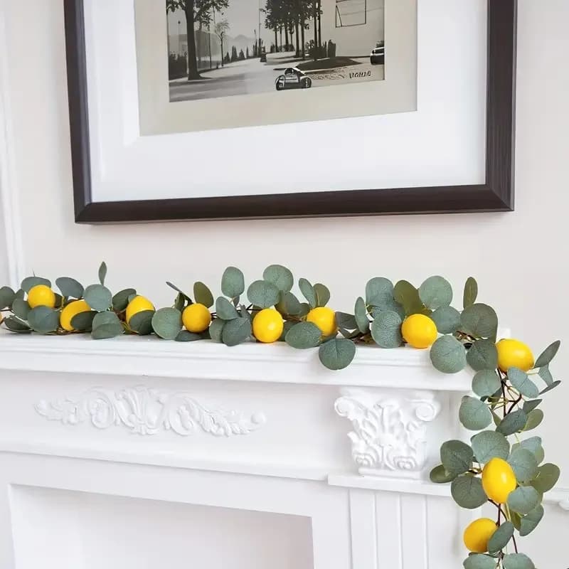 Guirlande de citron de feuilles d'eucalyptus artificielles réalistes 1 pièce