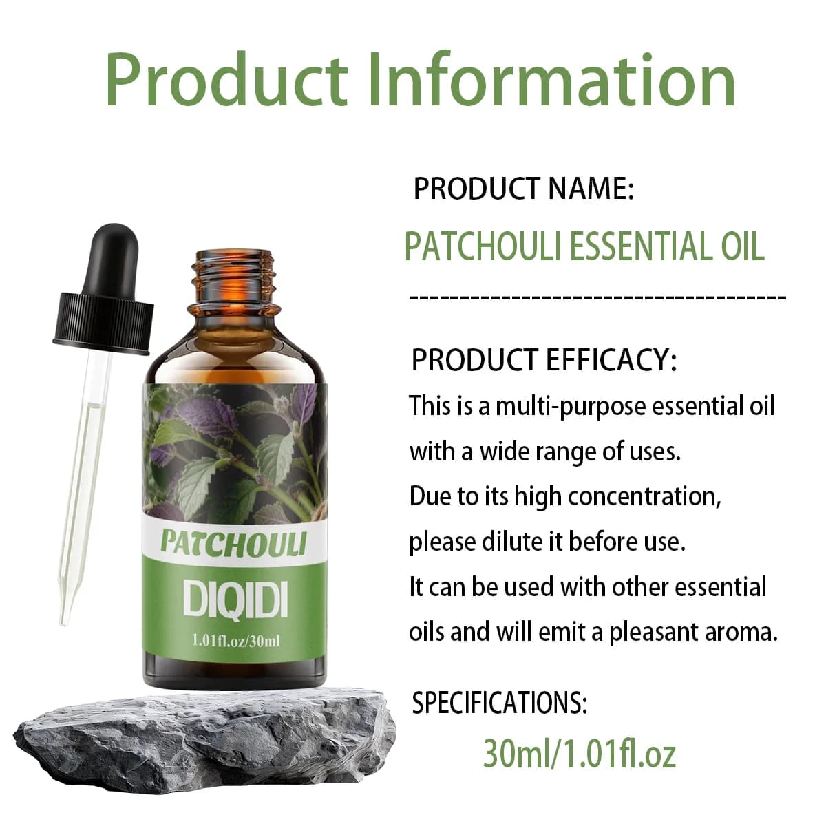 Huile essentielle de patchouli, huile essentielle végétale, adaptée au visage, aux soins du corps, parfum domestique, huile essentielle d'aromathérapie