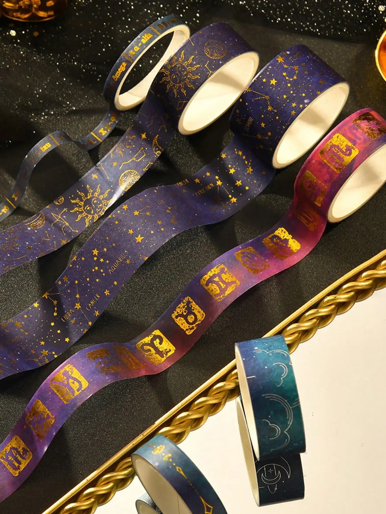 20 rouleaux de ruban washi à motifs planètes et univers, ciel étoilé vaste, avec estampage argent chaud, autocollants mignons pour la décoration de carnets scolaires