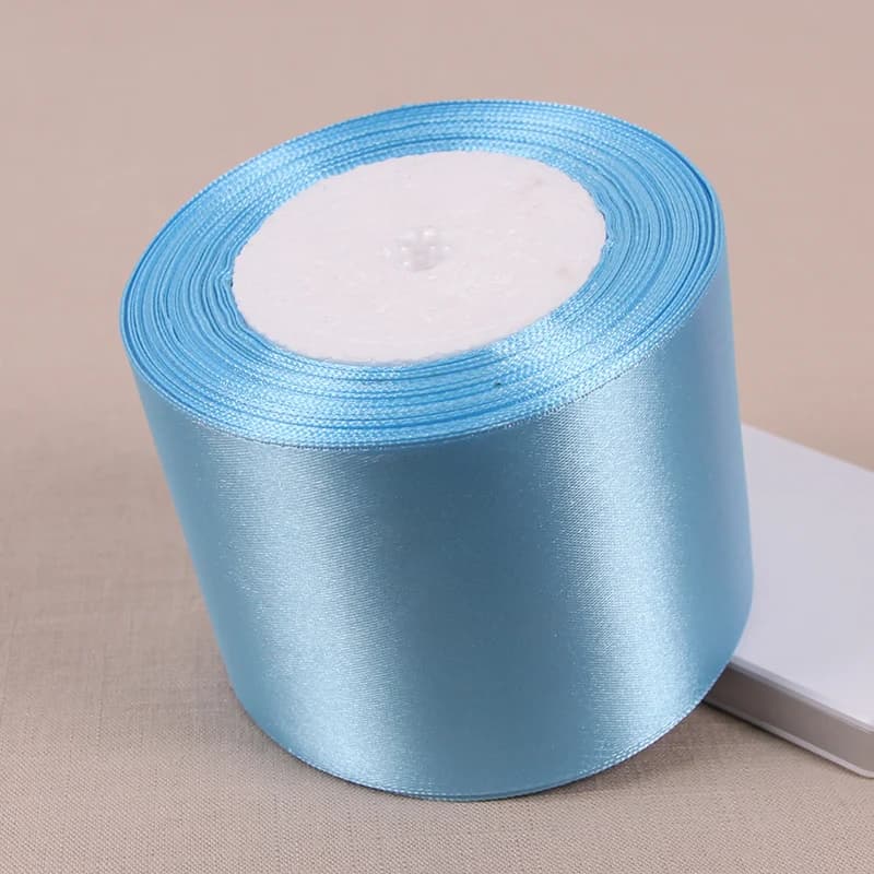 Rubans en satin de soie bleu ciel, 22 mètres/rouleau, pour artisanat, nœuds faits à la main, emballage cadeau, ruban décoratif pour mariage et noël, 6mm-75mm
