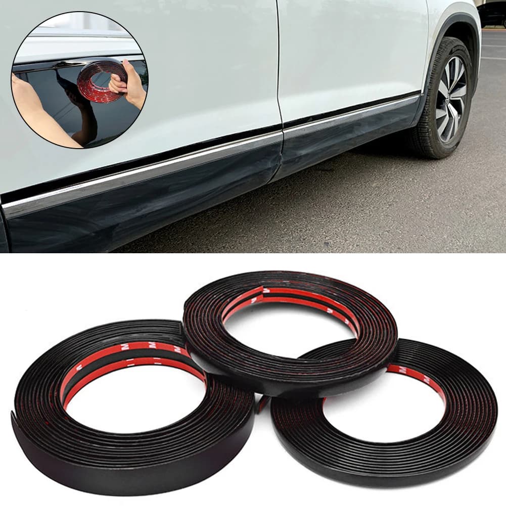Nouveau 1 rouleau autocollant de carrosserie de voiture bricolage 3/5M noir brillant bande de protection extérieure