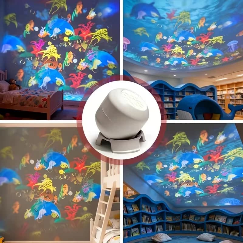 360 °   Effet dynamique ciel étoilé et océan rotatif à LED, veilleuses LED pour chambres, salons et fêtes