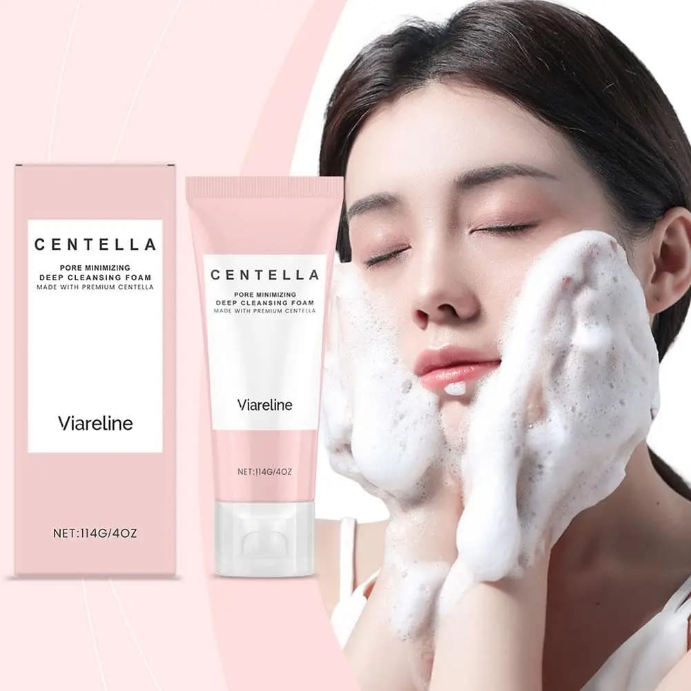 Centella Asiatica barrière réparation nettoyant nettoyage en profondeur pores rétrécissement contrôle de l'huile apaisant hydratant visage mousse soins de la peau