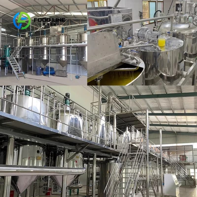 Ligne de production de raffinage d'huile de noix de coco de tournesol brûte raffinée personnalisée équipement d'huile comestible de haute pureté