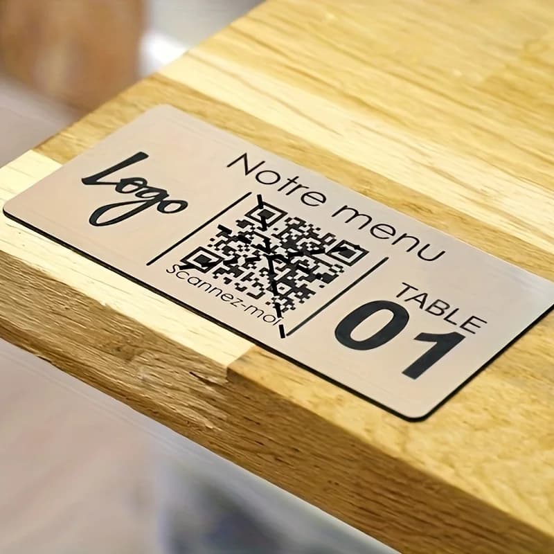 Plaque personnalisée avec code QR gravé - Panneau imperméable