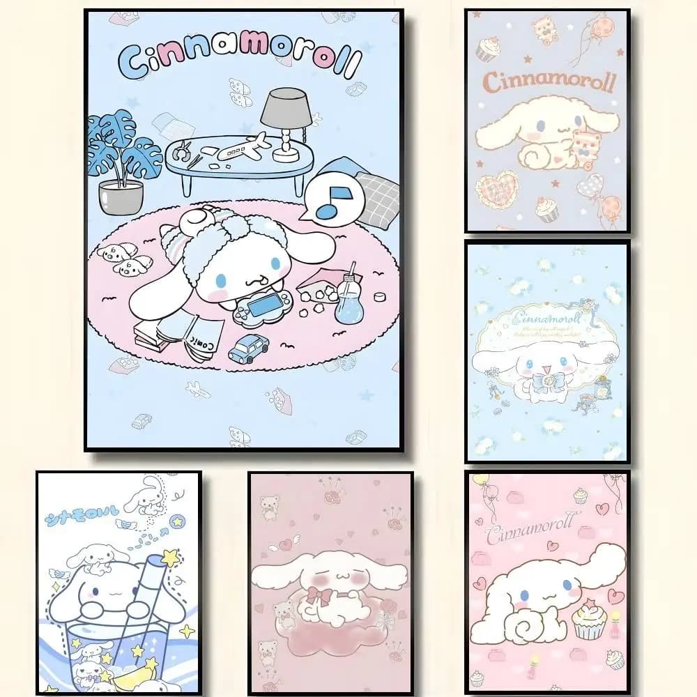 Affiches autocollantes de dessins animés mignons CinnamorollS, décorations murales de haute qualité, impressions colorées