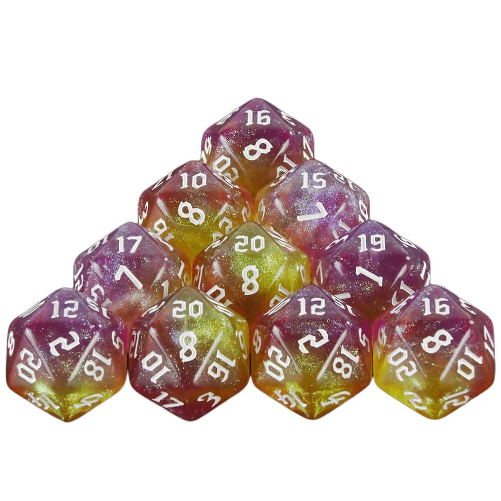 Dés polyédriques à 20 faces, couleurs mélangées, D20, incroyables dés à paillettes pour RPG, DND, enseignement des mathématiques, jeux de table