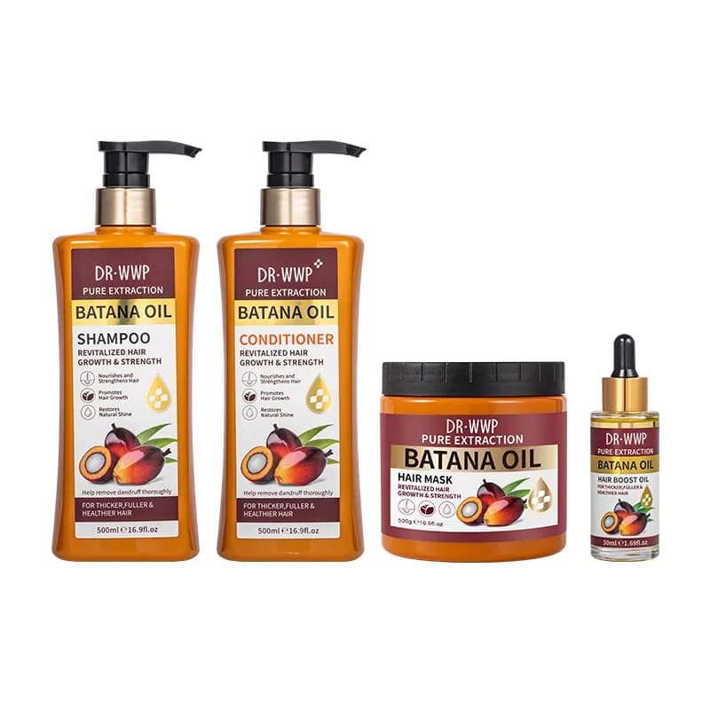 Ensemble shampoing et revitalisant à l'huile de Batana de 500 ml pour un soin hydratant, adoucissant les cheveux et améliore la sécheresse et les frisottis