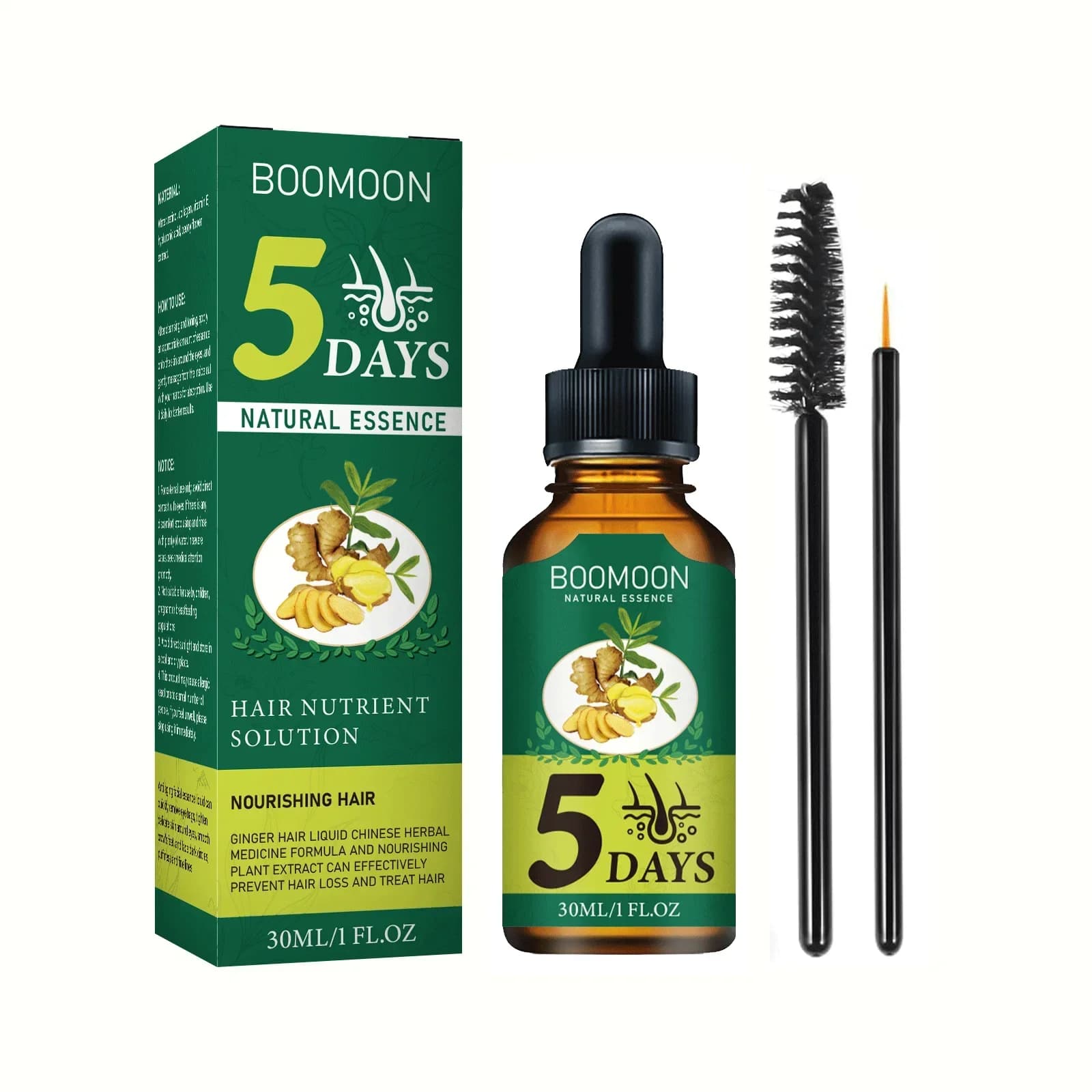 Fluide anti-chute de cheveux au gingembre 30ml - Combat la calvitie, stimule les follicules et nourrit le cuir chevelu, solution de soin capillaire intensive.