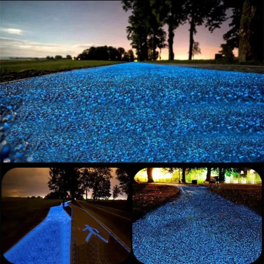Pierres de sable lumineuses, galets de jardin, parc, route, brille dans l'obscurité, ornement de fête, bouteille de souhait, décoration de pierres de sable lumineuses