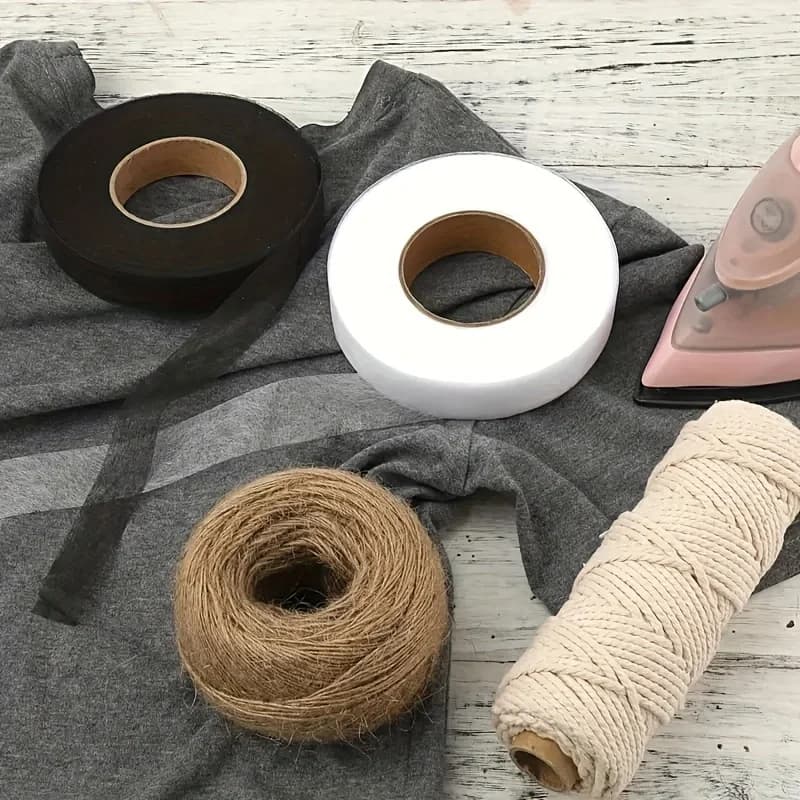 Rouleau de tissu adhésif Double face noir et blanc, 2 rouleaux, pour vêtements, fer sur ourlet, ruban d'entretien, bricolage, couture, Patchwork, accessoires