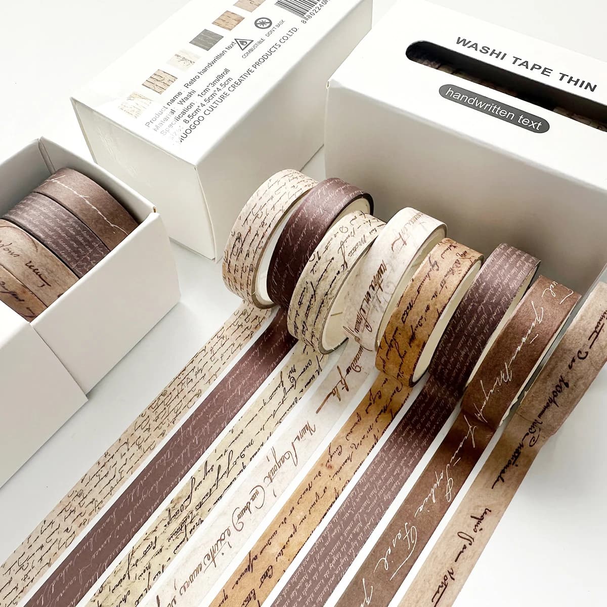 Lot de 8 rouleaux de ruban Washi vintage pour scrapbooking, journal DIY, papeterie, rubans adhésifs décoratifs, fournitures artistiques, autocollant cadeau, cadeau pour un ami