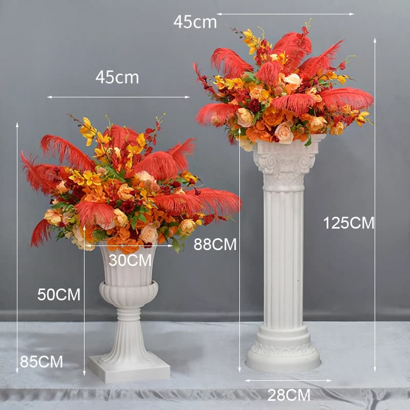 Colonnes romaines rondes, pilier vertical, Arches, Pots de fleurs, route européenne, scène de fête de mariage, Pots de fleurs en plastique, décorations