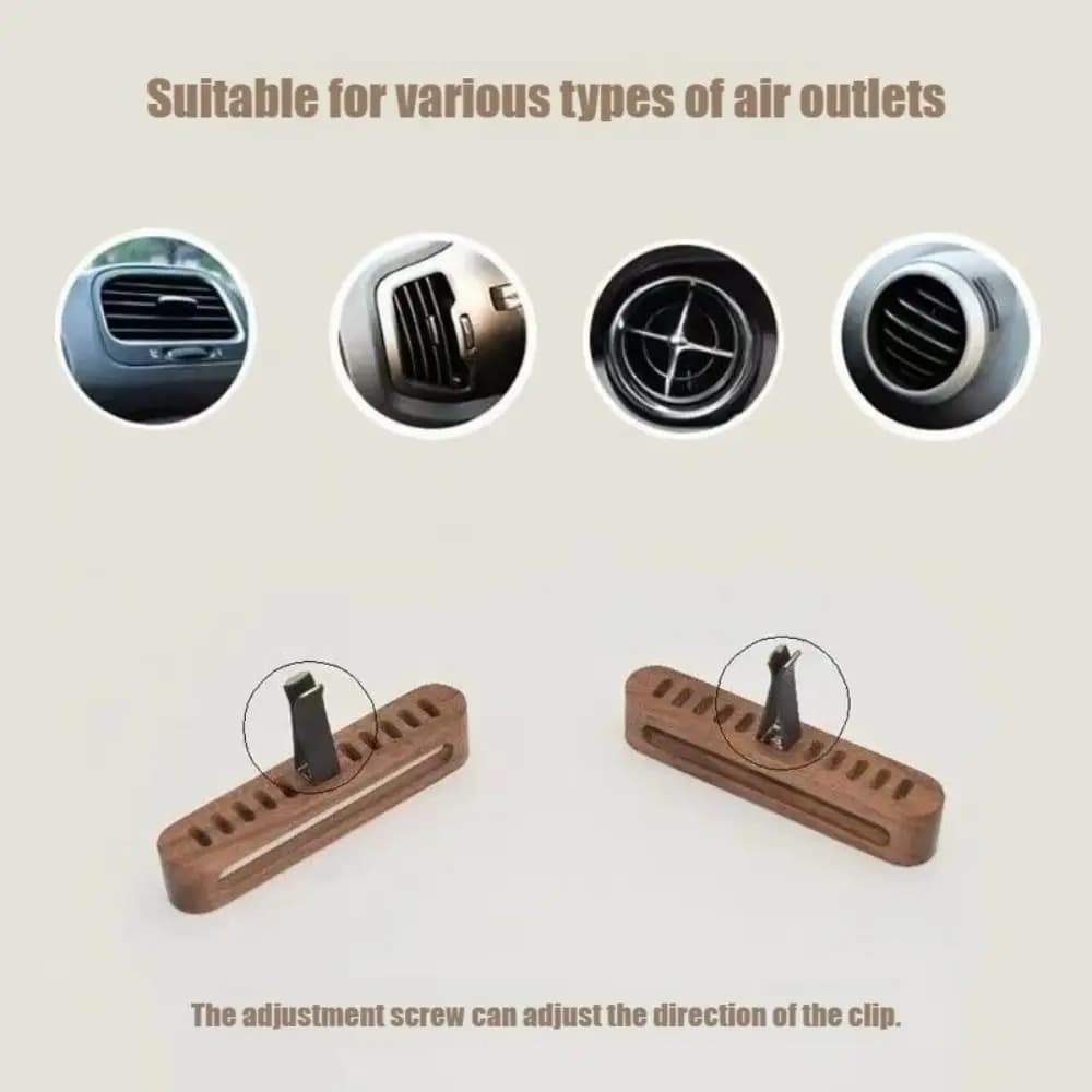 Diffuseur de parfum pour voiture en bois massif naturel, parfum durable avec 10 bâtonnets de recharge, désodorisant pour véhicule