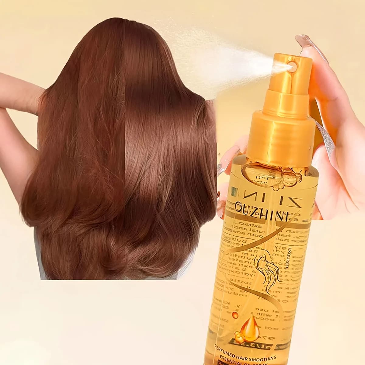 Spray d'huile essentielle parfumée pour les soins capillaires, après-shampoing parfumé, huile essentielle lissante pour les soins capillaires pour prévenir les frisottis, hydratante et nourrissante, s