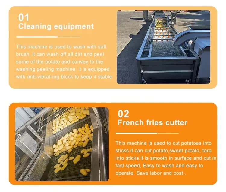 Ligne de production de frites avec filtre intégré et machine de friture continue pour purifier automatiquement l'huile