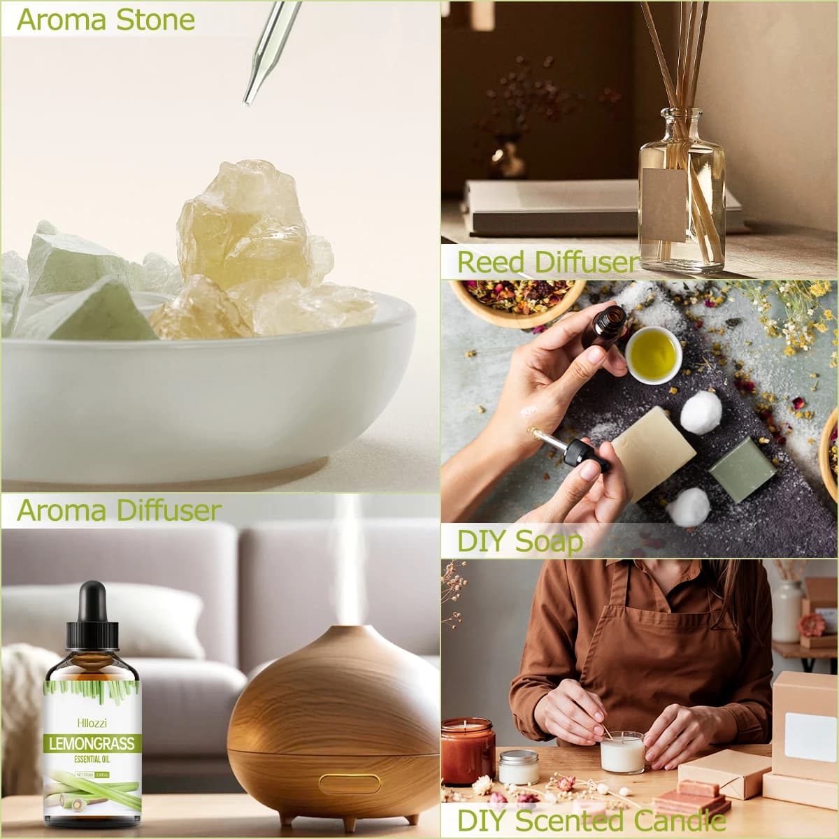 L'huile essentielle de citronnelle peut être utilisée dans les soins de la peau, les produits de bain et les diffuseurs et convient à tous les types de peau.