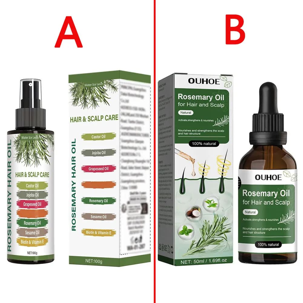Huile de romarin pour la croissance des cheveux avec huile de ricin, de batana et de jojoba, huiles capillaires efficaces, élimine les démangeaisons et la sécheresse du cuir chevelu, huile de soin cap