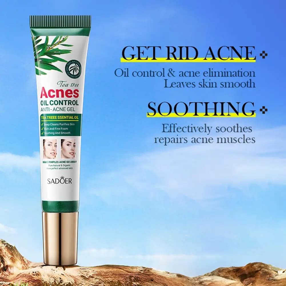 SADOER arbre à thé crème anti-acné contrôle de l'huile GEL ANTI-ACNE nettoyage en profondeur hydratant soin de la peau du visage