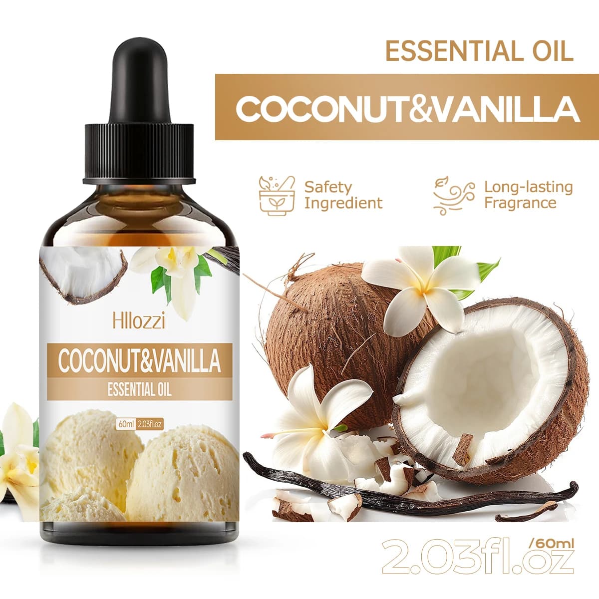 Huile essentielle de noix de coco et de vanille