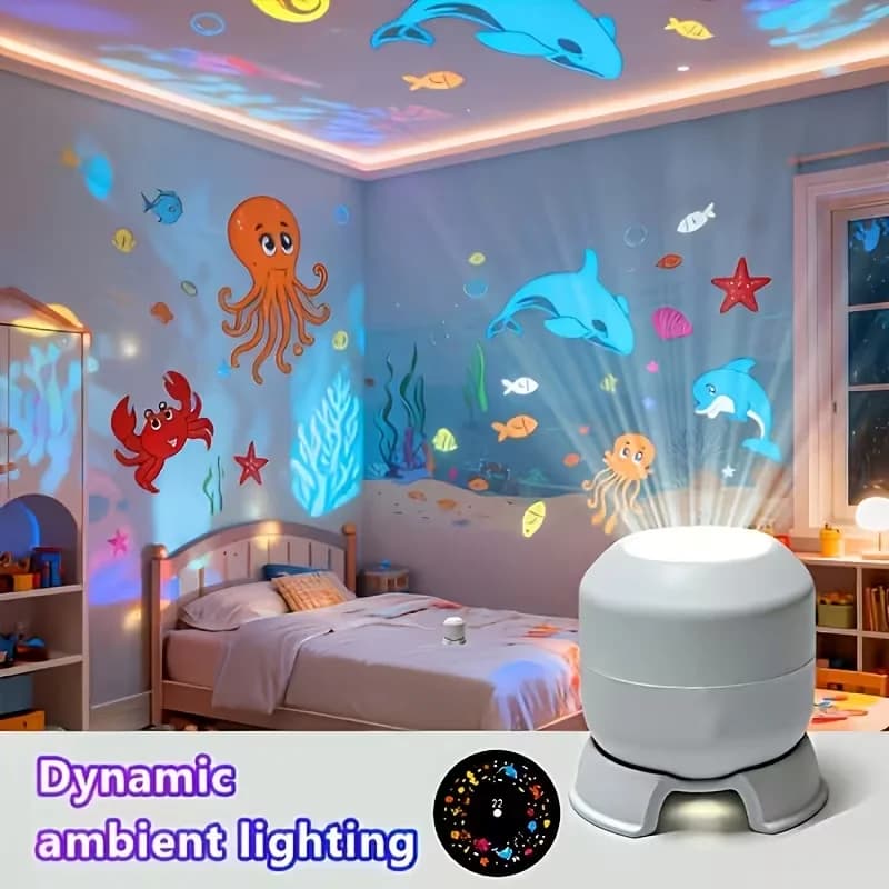 360 °   Effet dynamique ciel étoilé et océan rotatif à LED, veilleuses LED pour chambres, salons et fêtes